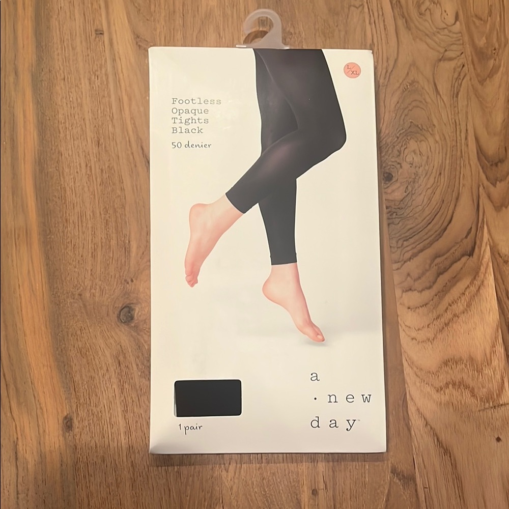 A New Day Black Footless Opaque Tights